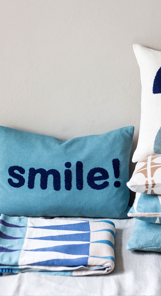 IndigoGrey smile cushion