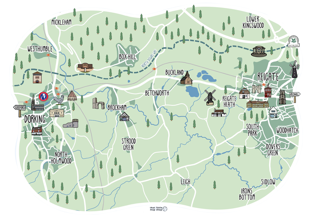         Illustrated map of Reigate    